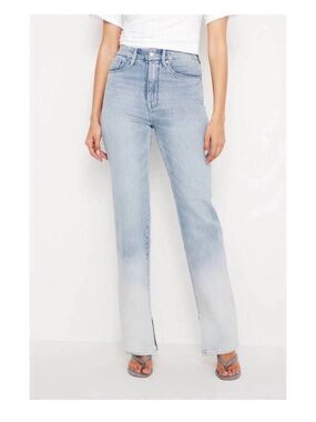 Good American Good Boy Straight Jeans | Light Wash Ombre | Slit Hem | Size 2/26